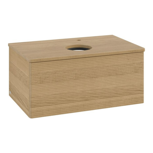 V&B Waschtischunterschrank mit Frontstruktur -Beleuchtung Antao 80x36x50cm, HL, WBP hon. Oa, hon. Oa