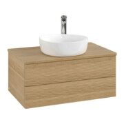 V&B Waschtischunterschrank mit Frontstruktur -Beleuchtung Antao 80x36x50cm, HL, WBP hon. Oa, hon. Oa
