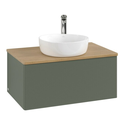 V&B Waschtischunterschrank mit Frontstruktur -Beleuchtung Antao 80x36x50cm, HL, WBP hon. Oa, le g. m Lac