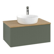 V&B Waschtischunterschrank mit Frontstruktur -Beleuchtung Antao 80x36x50cm, HL, WBP hon. Oa, le g. m Lac