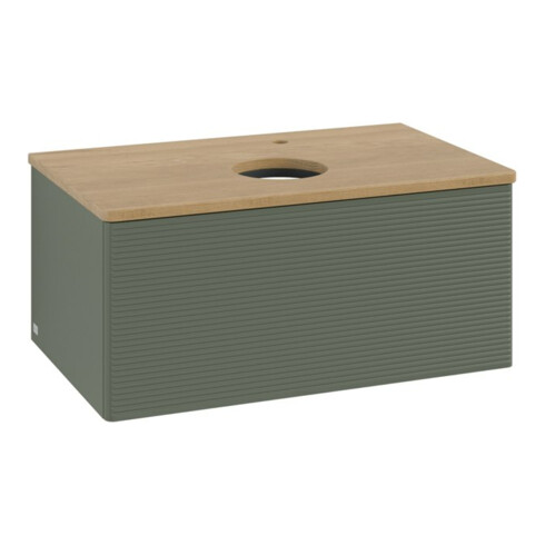 V&B Waschtischunterschrank mit Frontstruktur -Beleuchtung Antao 80x36x50cm, HL, WBP hon. Oa, le g. m Lac