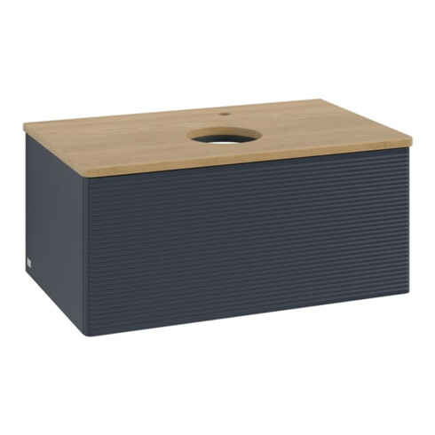 V&B Waschtischunterschrank mit Frontstruktur -Beleuchtung Antao 80x36x50cm, HL, WBP hon. Oa, md b m Lac