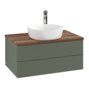 V&B Waschtischunterschrank mit Frontstruktur -Beleuchtung Antao 80x36x50cm, HL, WBP w wa, lea gre. m Lac