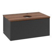 V&B Waschtischunterschrank mit Frontstruktur -Beleuchtung Antao 80x36x50cm, HL, WBP w. wal, bla m Lac