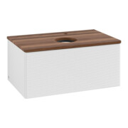 V&B Waschtischunterschrank mit Frontstruktur -Beleuchtung Antao 80x36x50cm, HL, WBP w. wal, glo wh. Lac