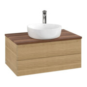 V&B Waschtischunterschrank mit Frontstruktur -Beleuchtung Antao 80x36x50cm, HL, WBP w. wal, hon. Oa