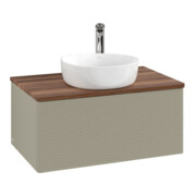 V&B Waschtischunterschrank mit Frontstruktur -Beleuchtung Antao 80x36x50cm, HL, WBP w. wal, st. Gr m Lac