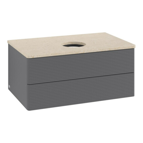 V&B Waschtischunterschrank mit Frontstruktur -Beleuchtung Antao 80x36x50cm, WBP botti., Anthrac. m Lac