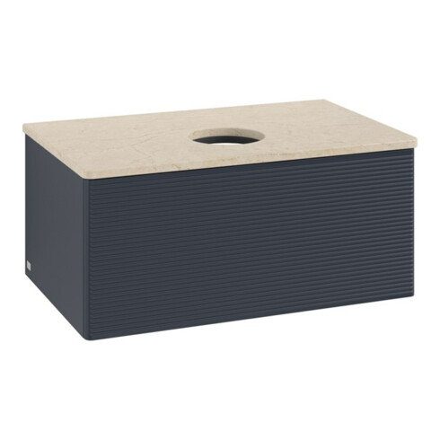 V&B Waschtischunterschrank mit Frontstruktur -Beleuchtung Antao 80x36x50cm, WBP botti., md bl. m Lac