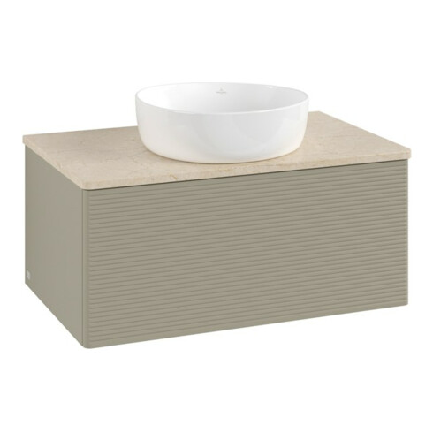 V&B Waschtischunterschrank mit Frontstruktur -Beleuchtung Antao 80x36x50cm, WBP botti., st. Gr m Lac