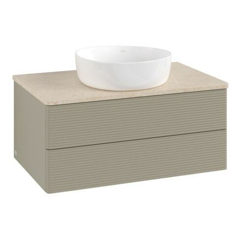 V&B Waschtischunterschrank mit Frontstruktur -Beleuchtung Antao 80x36x50cm, WBP botti., st. Gr m Lac