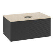 V&B Waschtischunterschrank mit Frontstruktur -Beleuchtung Antao 80x36x50cm, WBP-farbe botti., bla m Lac