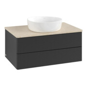 V&B Waschtischunterschrank mit Frontstruktur -Beleuchtung Antao 80x36x50cm, WBP-farbe botti., bla m Lac
