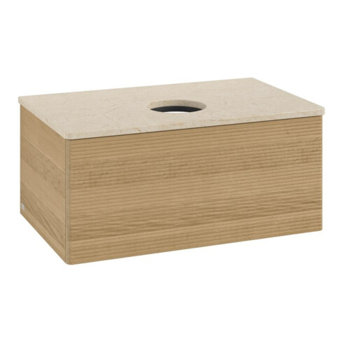 V&B Waschtischunterschrank mit Frontstruktur -Beleuchtung Antao 80x36x50cm, WBP-farbe botti., honey oak