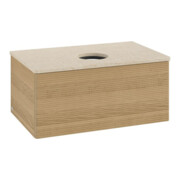 V&B Waschtischunterschrank mit Frontstruktur -Beleuchtung Antao 80x36x50cm, WBP-farbe botti., honey oak