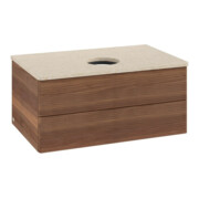 V&B Waschtischunterschrank mit Frontstruktur -Beleuchtung Antao 80x36x50cm, WBP-farbe botti., w. walnut