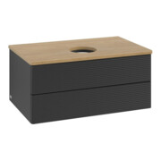 V&B Waschtischunterschrank mit Frontstruktur -Beleuchtung Antao 80x36x50cm, WBP-farbe hon. Oa, bla m Lac