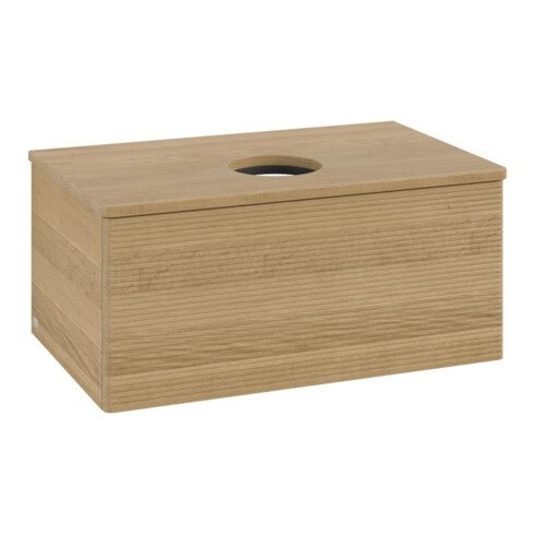 V&B Waschtischunterschrank mit Frontstruktur -Beleuchtung Antao 80x36x50cm, WBP-farbe hon. Oa, honey oak