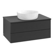 V&B Waschtischunterschrank mit Frontstruktur -Beleuchtung Antao 80x36x50cm, WBP-farbe Lac, bla m lacquer