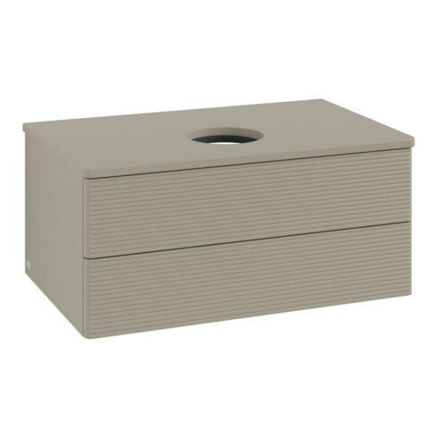 V&B Waschtischunterschrank mit Frontstruktur -Beleuchtung Antao 80x36x50cm, WBP-farbe Lac, st. Gr m Lac