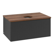 V&B Waschtischunterschrank mit Frontstruktur -Beleuchtung Antao 80x36x50cm, WBP-farbe w. wal, bla m Lac