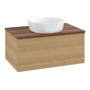 V&B Waschtischunterschrank mit Frontstruktur -Beleuchtung Antao 80x36x50cm, WBP-farbe w. wal, honey oak