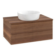 V&B Waschtischunterschrank mit Frontstruktur -Beleuchtung Antao 80x36x50cm, WBP-farbe w. wal, w. walnut