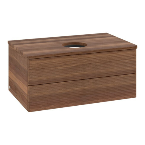 V&B Waschtischunterschrank mit Frontstruktur -Beleuchtung Antao 80x36x50cm, WBP-farbe w. wal, w. walnut