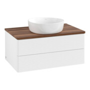 V&B Waschtischunterschrank mit Frontstruktur -Beleuchtung Antao 80x36x50cm, WBP-farbe w. wal, wh. m Lac