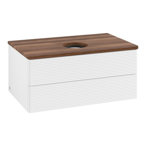 V&B Waschtischunterschrank mit Frontstruktur -Beleuchtung Antao 80x36x50cm, WBP-farbe w. wal, wh. m Lac