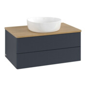V&B Waschtischunterschrank mit Frontstruktur -Beleuchtung Antao 80x36x50cm, WBP hon. Oa, md bl. m Lac