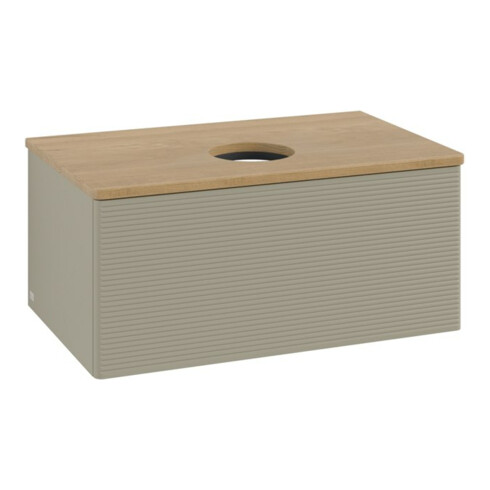 V&B Waschtischunterschrank mit Frontstruktur -Beleuchtung Antao 80x36x50cm, WBP hon. Oa, st. Gr m Lac