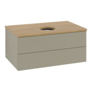 V&B Waschtischunterschrank mit Frontstruktur -Beleuchtung Antao 80x36x50cm, WBP hon. Oa, st. Gr m Lac