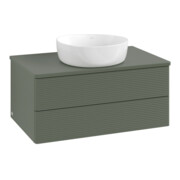 V&B Waschtischunterschrank mit Frontstruktur -Beleuchtung Antao 80x36x50cm, WBP Lac, lea gre. m Lac