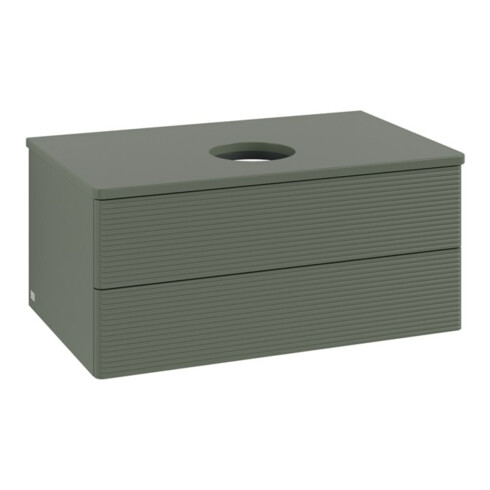 V&B Waschtischunterschrank mit Frontstruktur -Beleuchtung Antao 80x36x50cm, WBP Lac, lea gre. m Lac