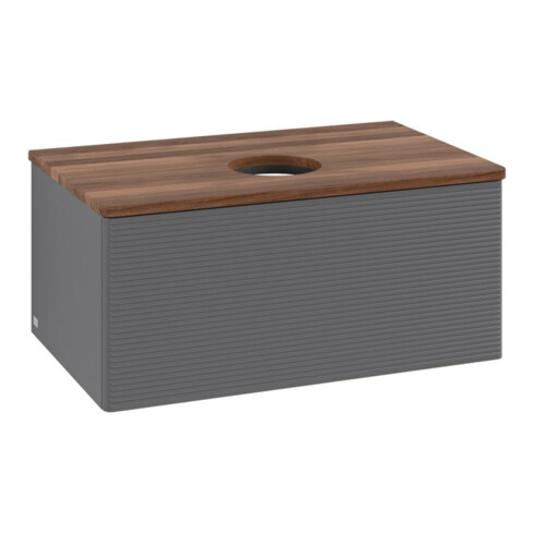 V&B Waschtischunterschrank mit Frontstruktur -Beleuchtung Antao 80x36x50cm, WBP w. wal, Anthrac. m Lac
