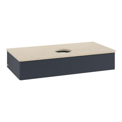V&B Waschtischunterschrank mit Frontstruktur, mit Beleuchtung Antao 100x19x50cm, WBP botti., md bl. m Lac