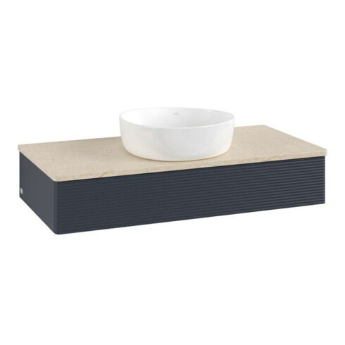 V&B Waschtischunterschrank mit Frontstruktur, mit Beleuchtung Antao 100x19x50cm, WBP botti., md bl. m Lac