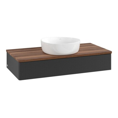 V&B Waschtischunterschrank mit Frontstruktur, mit Beleuchtung Antao 100x19x50cm, WBP-farbe w. wal, bla m Lac