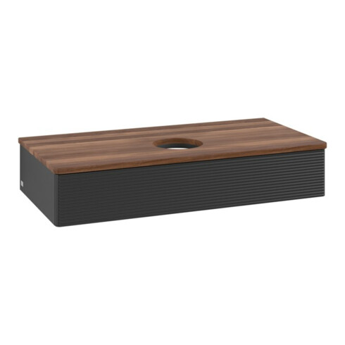 V&B Waschtischunterschrank mit Frontstruktur, mit Beleuchtung Antao 100x19x50cm, WBP-farbe w. wal, bla m Lac
