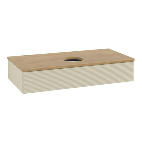 V&B Waschtischunterschrank mit Frontstruktur, mit Beleuchtung Antao 100x19x50cm, WBP hon. Oa, si Gr m Lac