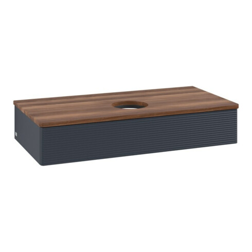 V&B Waschtischunterschrank mit Frontstruktur, mit Beleuchtung Antao 100x19x50cm, WBP w. wal, md bl. m Lac