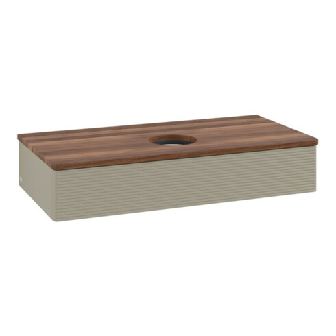 V&B Waschtischunterschrank mit Frontstruktur, mit Beleuchtung Antao 100x19x50cm, WBP w. wal, st. Gr m Lac