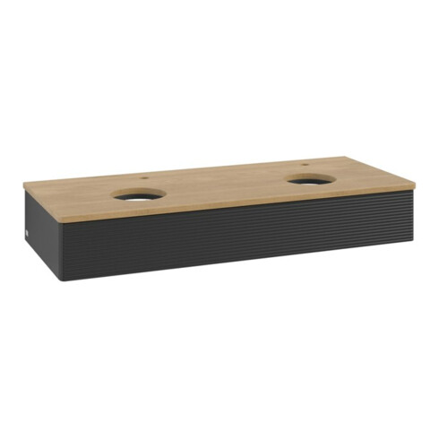 V&B Waschtischunterschrank mit Frontstruktur, mit Beleuchtung Antao 120x19x50cm, HL, WBP hon. Oa, bla m Lac