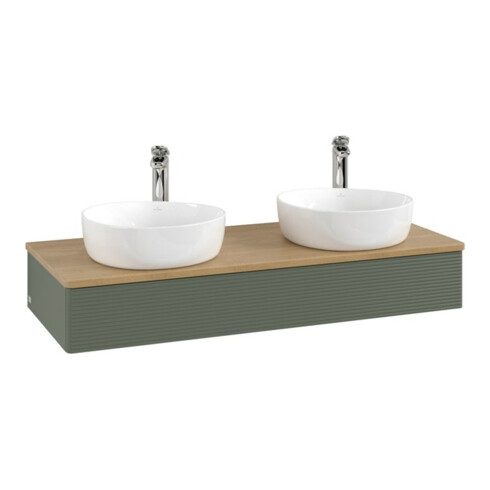 V&B Waschtischunterschrank mit Frontstruktur, mit Beleuchtung Antao 120x19x50cm, HL, WBP hon. Oa, le g. m La