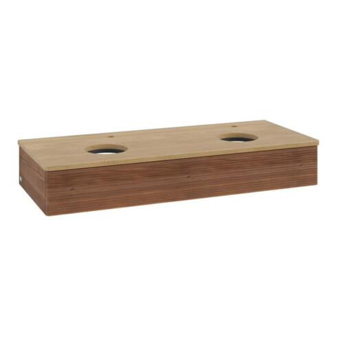 V&B Waschtischunterschrank mit Frontstruktur, mit Beleuchtung Antao 120x19x50cm, HL, WBP hon. Oa, w. wal