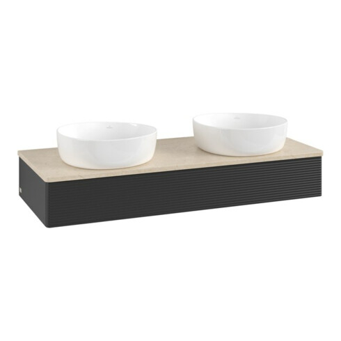 V&B Waschtischunterschrank mit Frontstruktur, mit Beleuchtung Antao 120x19x50cm, WBP-farbe botti., bla m Lac