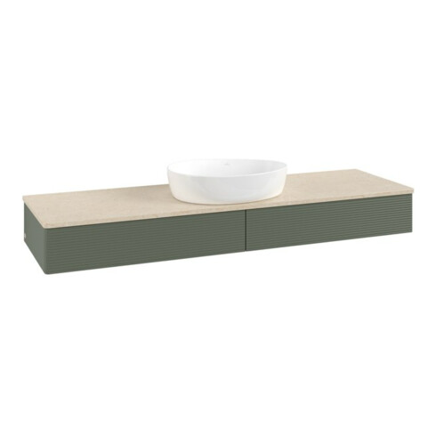 V&B Waschtischunterschrank mit Frontstruktur, mit Beleuchtung Antao 160x50cm, WBP botti., lea gre. m Lac