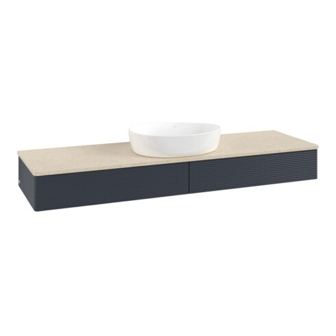 V&B Waschtischunterschrank mit Frontstruktur, mit Beleuchtung Antao 160x50cm, WBP-farbe botti., md bl. m Lac