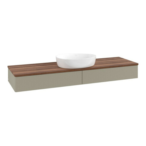 V&B Waschtischunterschrank mit Frontstruktur, mit Beleuchtung Antao 160x50cm, WBP-farbe w. wal, st. Gr m Lac